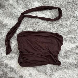Brown Tube Top with Neck Wrap